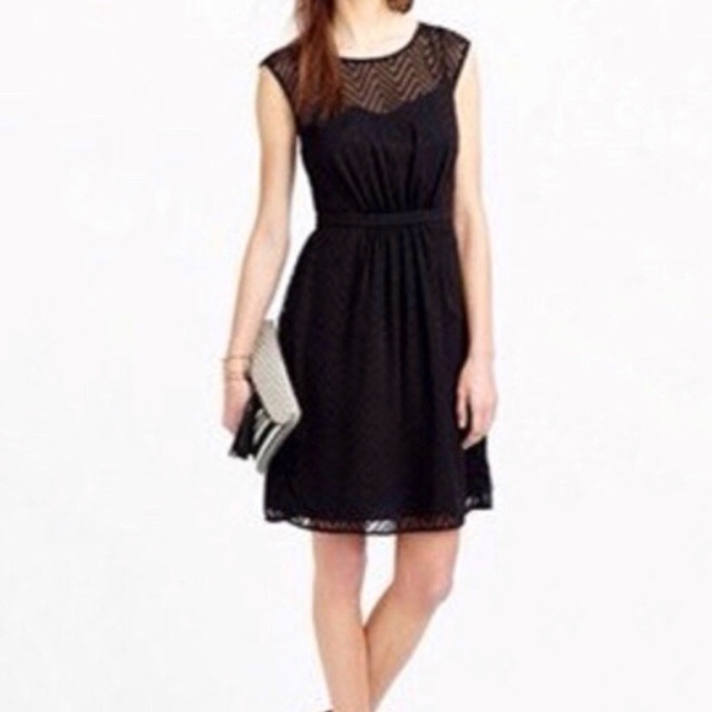 J Crew Sleeveless Chiffon Dress in Zigzag Black